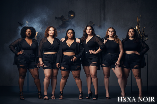 Thick Women in Distressed High-Waisted Denim Shorts