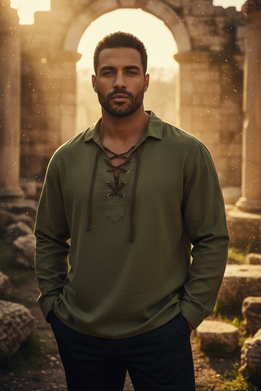 Vintage Lace-Up - Army Green - Ancient Ruins